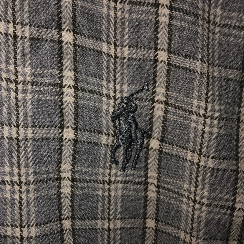 Ralph Lauren Blaire Grey-White Plaid Cotton Long Sleeve Button Down Shirt  - 2 - Picture 3 of 6